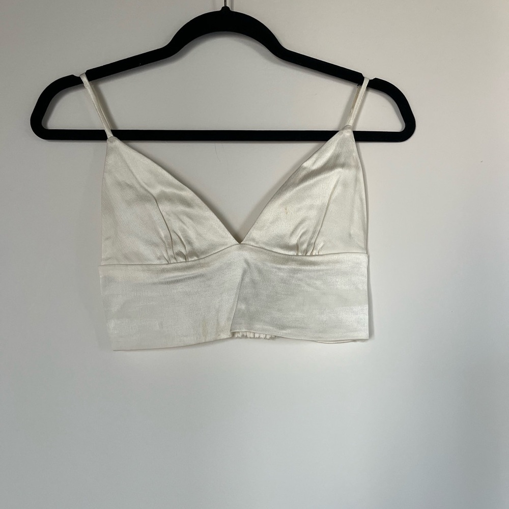 Zara White Satin crop top size XS